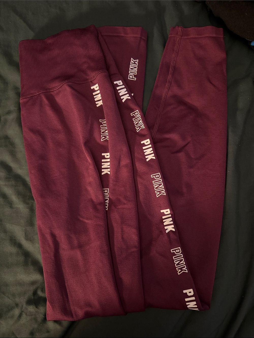 PINK Victoria's Secret Wine-Colored Logo Leggings